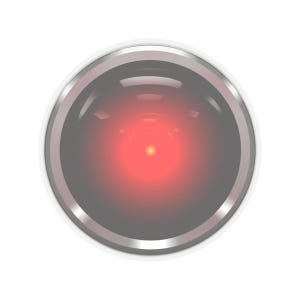 Może przedstawiać: Okrągły obiekt o metalicznym wyglądzie z czerwonym, świecącym środkiem. Obiekt ma ciemnoszarą obwódkę zewnętrzną i srebrną obwódkę wewnętrzną na białym tle. Centralne czerwone światło jest jasne i widoczne.