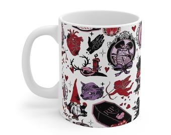 Gothic Valentinstag Becher - Gruselige, witchy Kaffeetasse, dunkelromantische Keramik