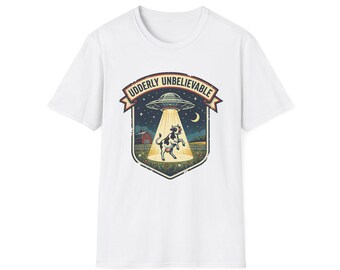 Udderly Unbelievable UFO Kuh Entführung Vintage Tee Retro Grafik Shirt T-Shirt (Gildan Softstyle)
