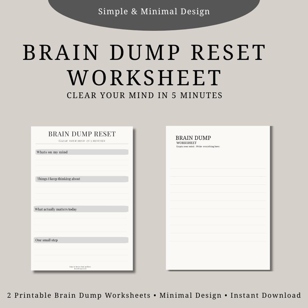 Brain Dump Worksheet Printable | Mental Clarity Reset | Overwhelm Reset ...
