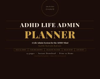 Adhd Life Admin Planner | Neurodivergent Gift | Adult Adhd Daily Planner Printable | UK Executive Function Organizer | PDF Download