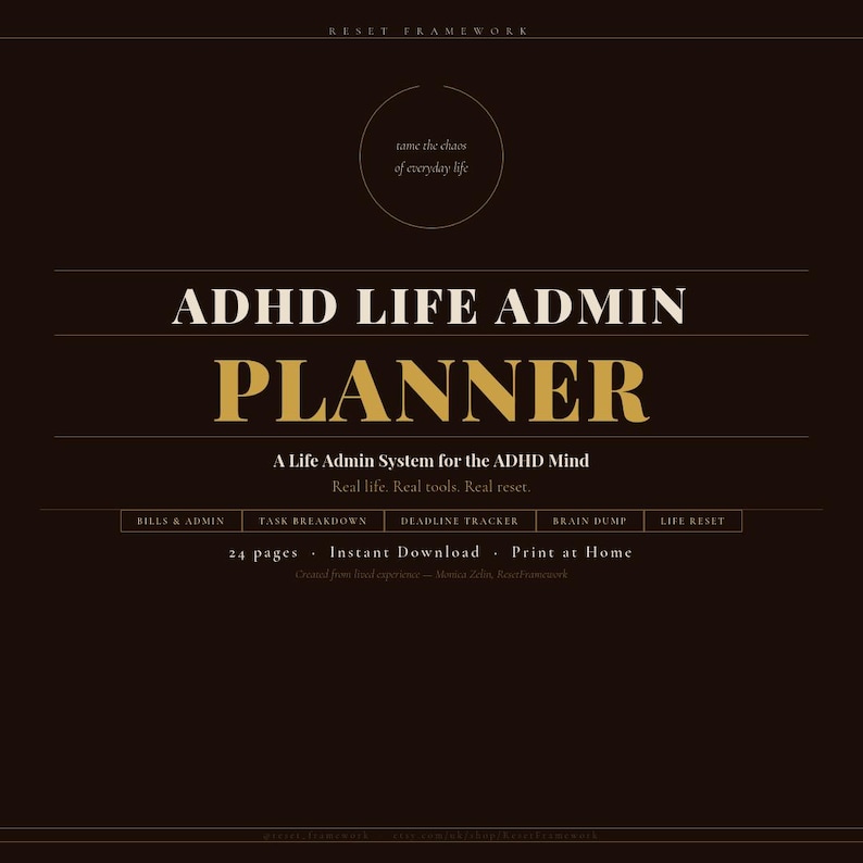 Adhd Life Admin Planner | Neurodivergent Gift | Adult Adhd Daily Planner Printable | UK Executive Function Organizer | PDF Download image 1