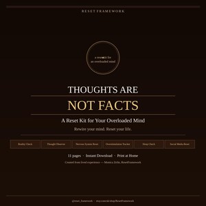 Thoughts Are Not Facts - Reset Kit for an Overloaded Mind - Printable PDF - Thought Observation - Nervous System Tools - Digital Download
