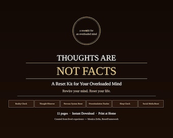 Thoughts Are Not Facts - Reset Kit for an Overloaded Mind - Printable PDF - Thought Observation - Nervous System Tools - Digital Download