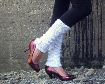 Leg Warmers Knit Leg Warmers White Leg Warmers Teen Leg Warmers Womens Leg Warmers - MADE TO ORDER