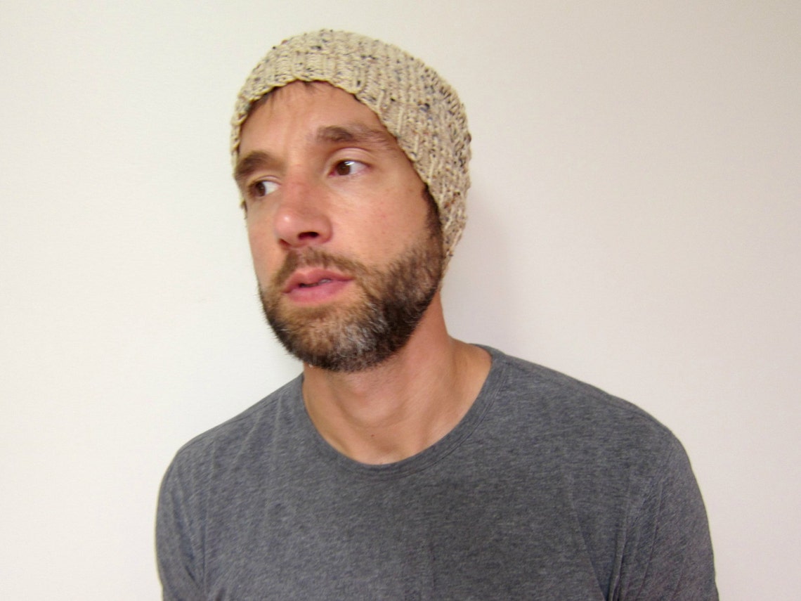 Mens Slouchy Beanie Knit Guys Hat Knitted Man Hat Handmade Etsy