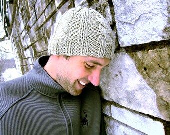 Cable Knit Hat Mens Beanie Knitted Unisex Cap Womens Crochet Hat Winter