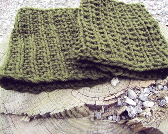 Womens Boot Cuffs Knit Boot Toppers Ladies Boot Socks Olive Green Legwear Knitted Boot Cuffs