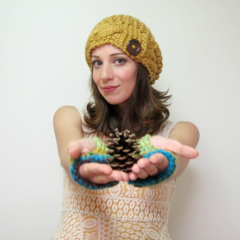 Yellow Bear Knitted Cape Hat main image 1
