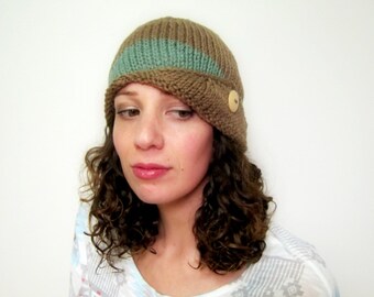 Womens Beanie Knit Cloche Hat Ladies Cap Etsy Fashion Fall Accessories Summer Tan Green Knitted Tam Button Beret Crochet Gifts Adult