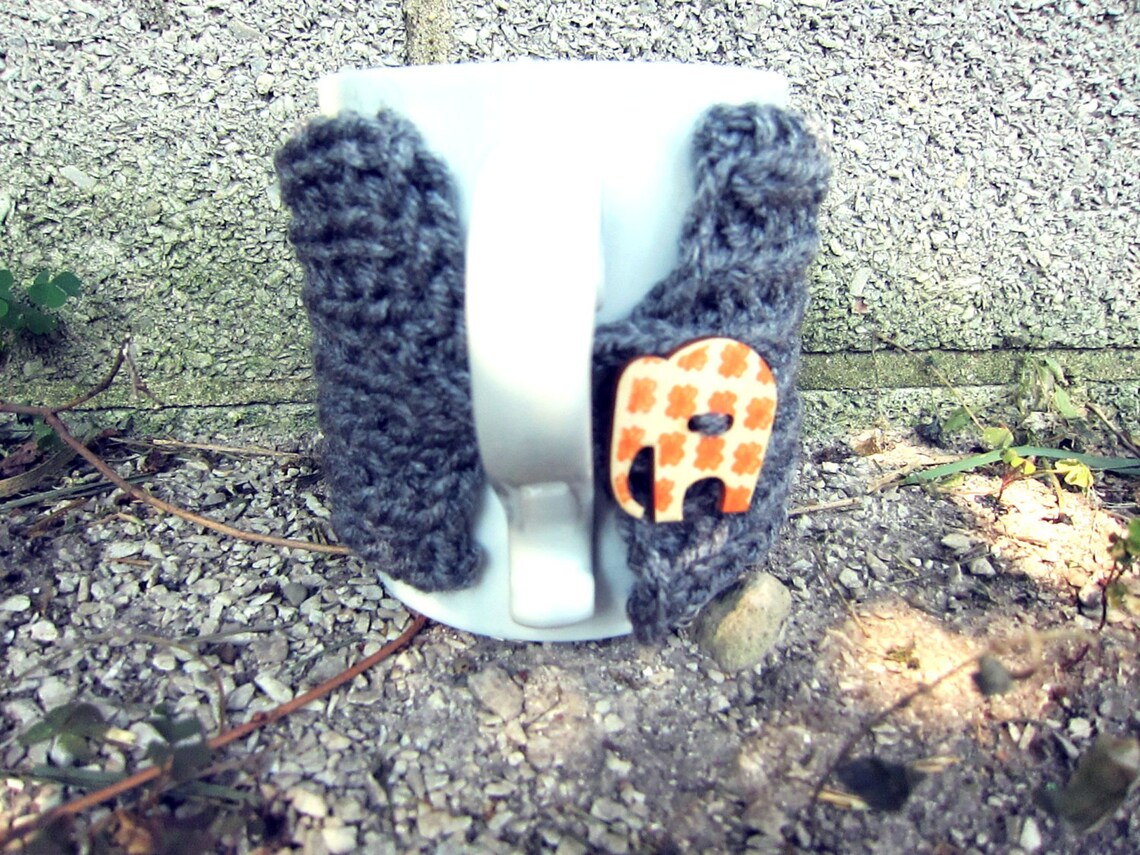 Cup Cozy Knitted Mug Warmer Coffee Gray Grey Elephant Autumn | Etsy