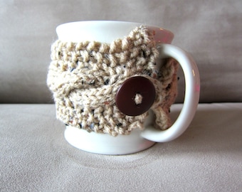 Coffee Cup Cozy Knit Mug Warmer Autumn Cups Handmade Cup Sleeve Knitted Mugs Winter Accessories Starbucks Gifts Tan Autumn and Amber