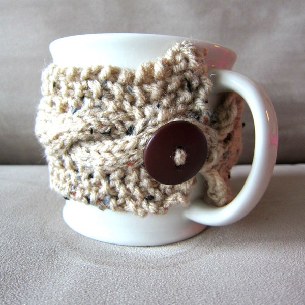 Coffee Cup Cozy Knit Mug Warmer Autumn Cups Handmade Cup Sleeve Knitted Mugs Winter Accessories Starbucks Gifts Tan Autumn and Amber