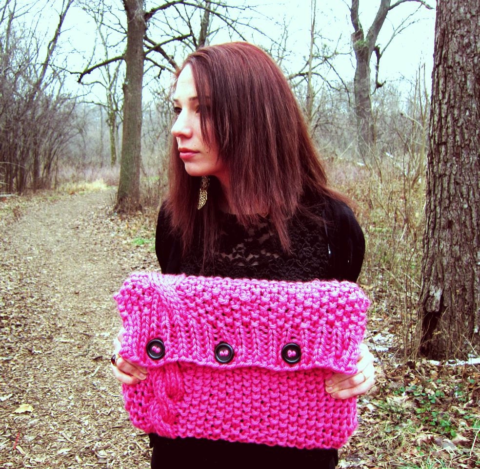 Knit Laptop Sleeve Computer Cozy Electronic Case Pink Cable Etsy