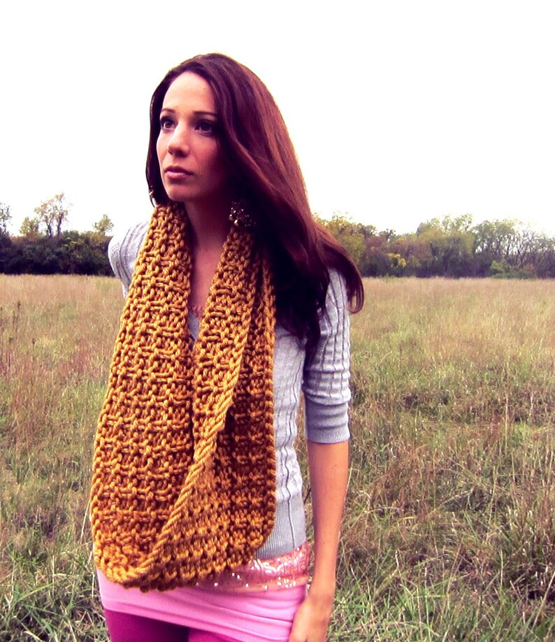 Chunky Cowl Scarf Yellow Knit - Etsy