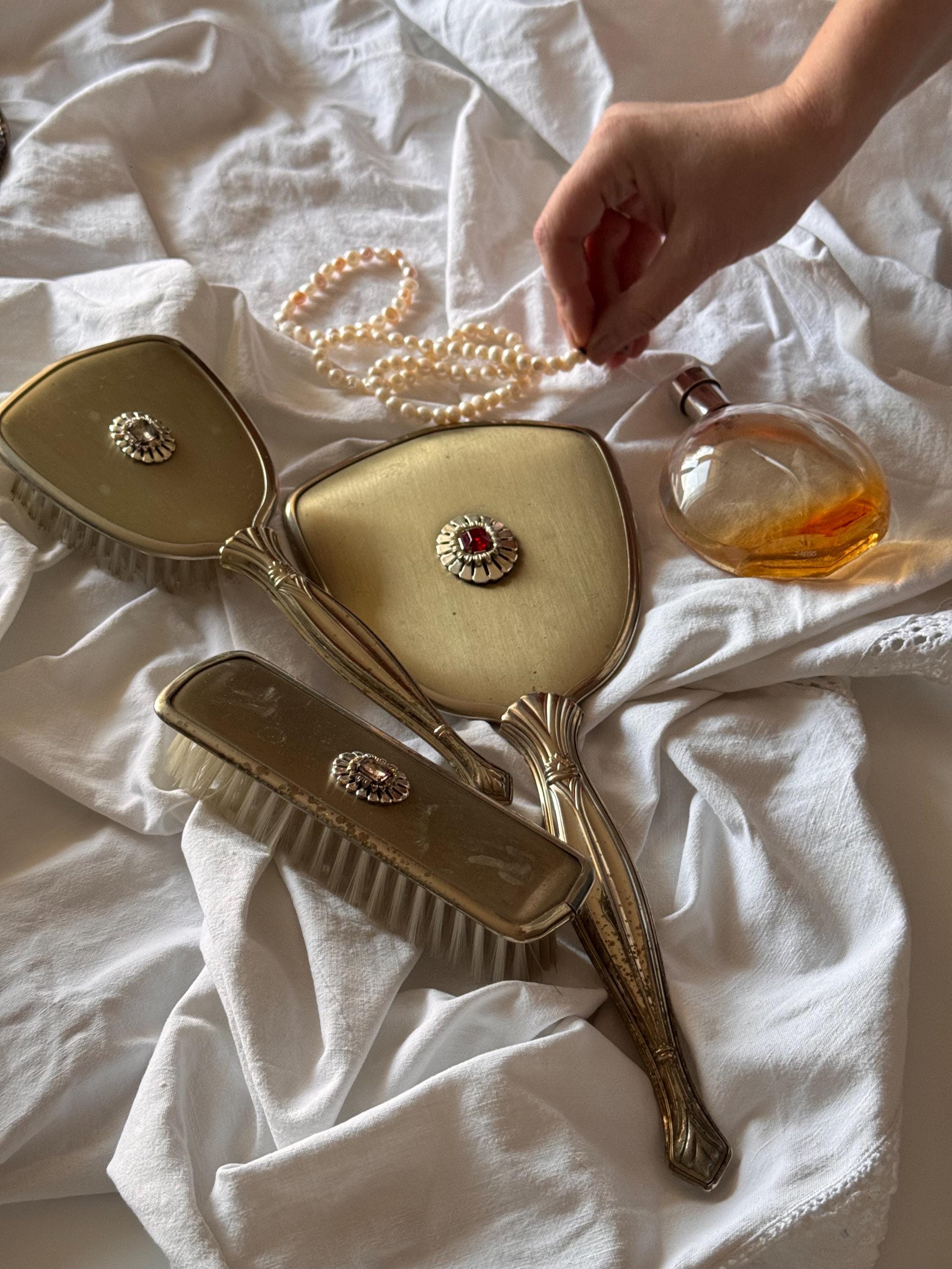 Comb and brush mirror set antique - Etsy 日本