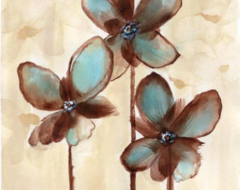 Original Watercolor Painting – Floral Blooms, Botanical Art, Elegant Flowers