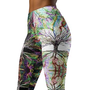 Leggings – Axis Mundi Binary Cosmic Tree of Life Abstract Art Yoga Pants