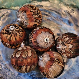 Six(6) (2.75 inch diameter each)  Ringneck Pheasant Ornament Hanging Balls. 2025-2-6L
