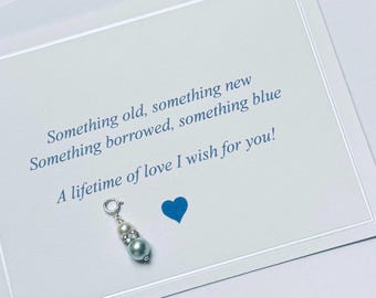 Something Blue Bridal Bouquet Charm from Mom, Best Friend, Bridal Shower Gift, Sterling Silver 14k Gold Filled