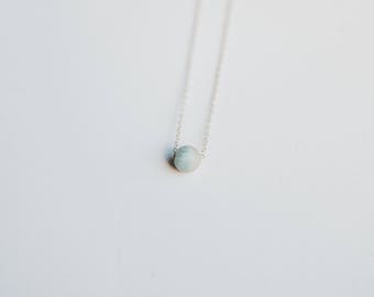 Amazonite Necklace. bead necklace. minimalist necklace. gold necklace. healing stone necklace. blue bead necklace