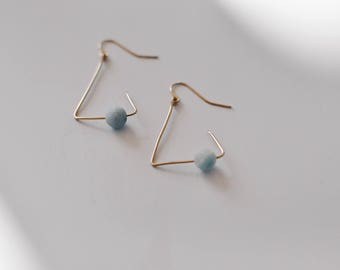 The Triangle Earrings. Amazonite earrings. Geometric earrings. Gemstone earrings. Minimalist earrings. Drop earrings. Dangle earrings.