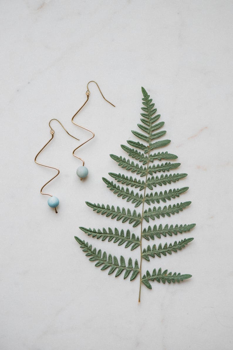 The Rain Earring. Amazonite earrings. Gemstone earrings. Beaded earrings. Drop earrings. Dangle earrings. Minimalist earrings. image 7