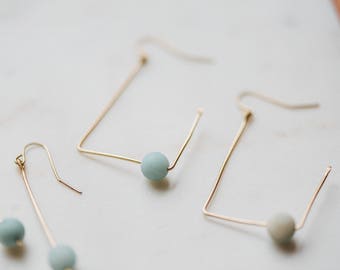 The Square Earrings. Amazonite earrings. Gemstone earrings. Minimalist earrings. Geometric earrings. Drop earrings. Dangle earrings.