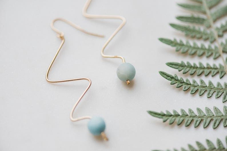 The Rain Earring. Amazonite earrings. Gemstone earrings. Beaded earrings. Drop earrings. Dangle earrings. Minimalist earrings. image 5