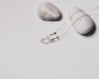 The Quartz Necklace. Gemstone necklace. Gold necklace. Dainty gold necklace. Small gold necklace. Gemstone Jewelry. Minimalist necklace.