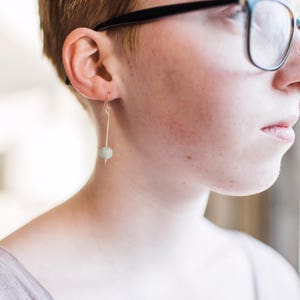 Small Amazonite Drop Earrings. gold earrings. minimalist earrings. amazonite earrings. dangle earrings. crystal earrings. geometric earrings image 5