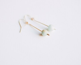 Small Amazonite Drop Earrings. gold earrings. minimalist earrings. amazonite earrings. dangle earrings. crystal earrings. geometric earrings