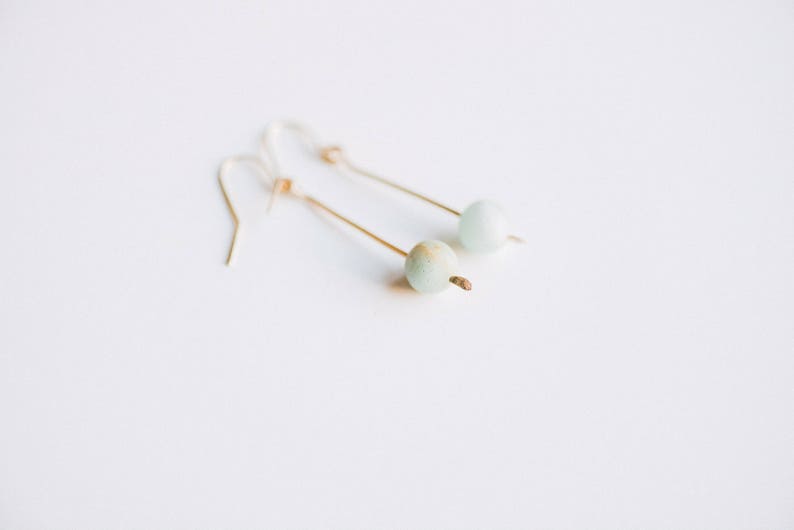 Small Amazonite Drop Earrings. gold earrings. minimalist earrings. amazonite earrings. dangle earrings. crystal earrings. geometric earrings image 1