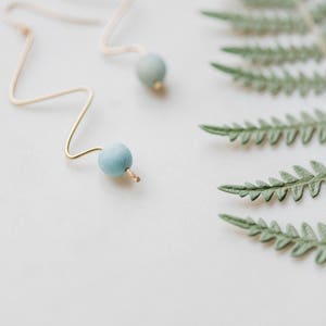 The Rain Earring. Amazonite earrings. Gemstone earrings. Beaded earrings. Drop earrings. Dangle earrings. Minimalist earrings. image 2