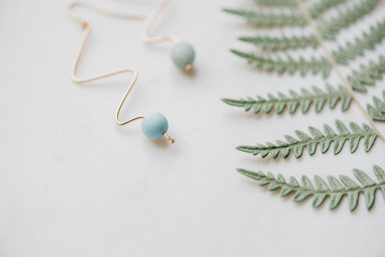 The Rain Earring. Amazonite earrings. Gemstone earrings. Beaded earrings. Drop earrings. Dangle earrings. Minimalist earrings. image 2