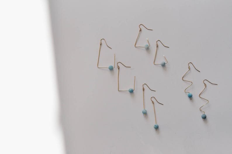 The Rain Earring. Amazonite earrings. Gemstone earrings. Beaded earrings. Drop earrings. Dangle earrings. Minimalist earrings. image 4
