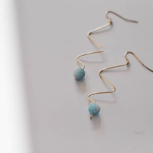The Rain Earring. Amazonite earrings. Gemstone earrings. Beaded earrings. Drop earrings. Dangle earrings. Minimalist earrings. image 1