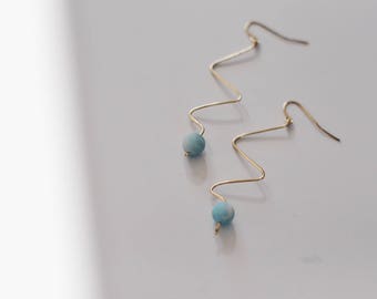 The Rain Earring. Amazonite earrings. Gemstone earrings. Beaded earrings. Drop earrings. Dangle earrings. Minimalist earrings.