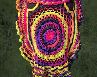 Handmade Crocheted Mandala Duster Vest