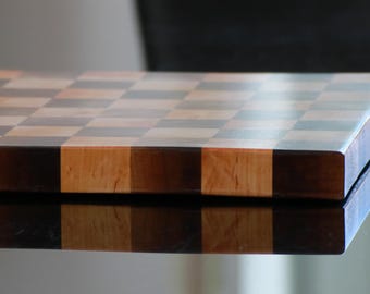 Chess Board End Grain Handmade, Solid Wood Chessboard Ash and Sallow, Unique Wooden Chess Set, Luxury Gift for Chess Player