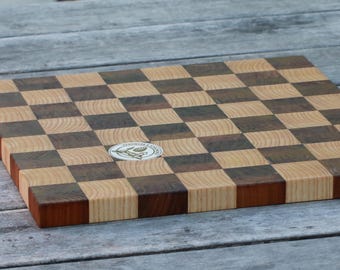Handmade End Grain Wooden Chess Board | Solid Ash & Elm Wood | Rare Luxury Chessboard