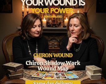 Tirage de tarot de la blessure de Chiron : Carte de votre blessure fondamentale • Travail sur l’ombre + Astrologie • Exercices d’écriture pour un journal de guérison (PDF) • Transformation profonde • Le jour même