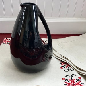 Vintage Water Pitcher. MCM Ceramic Carafe by Shawnee Kenwood. #945. Vase. Black Modern Kitchen Beverage Serving Piece. Barware.