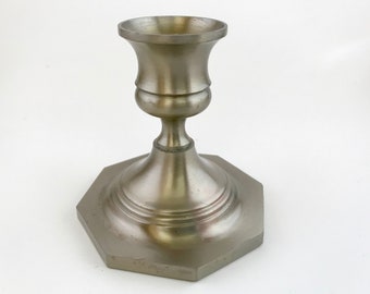 Vintage Candle Holder in Stainless Steel. Baldwin Metal Candlestick. Traditional, American Colonial Design Candle Holder. Price Reduced.