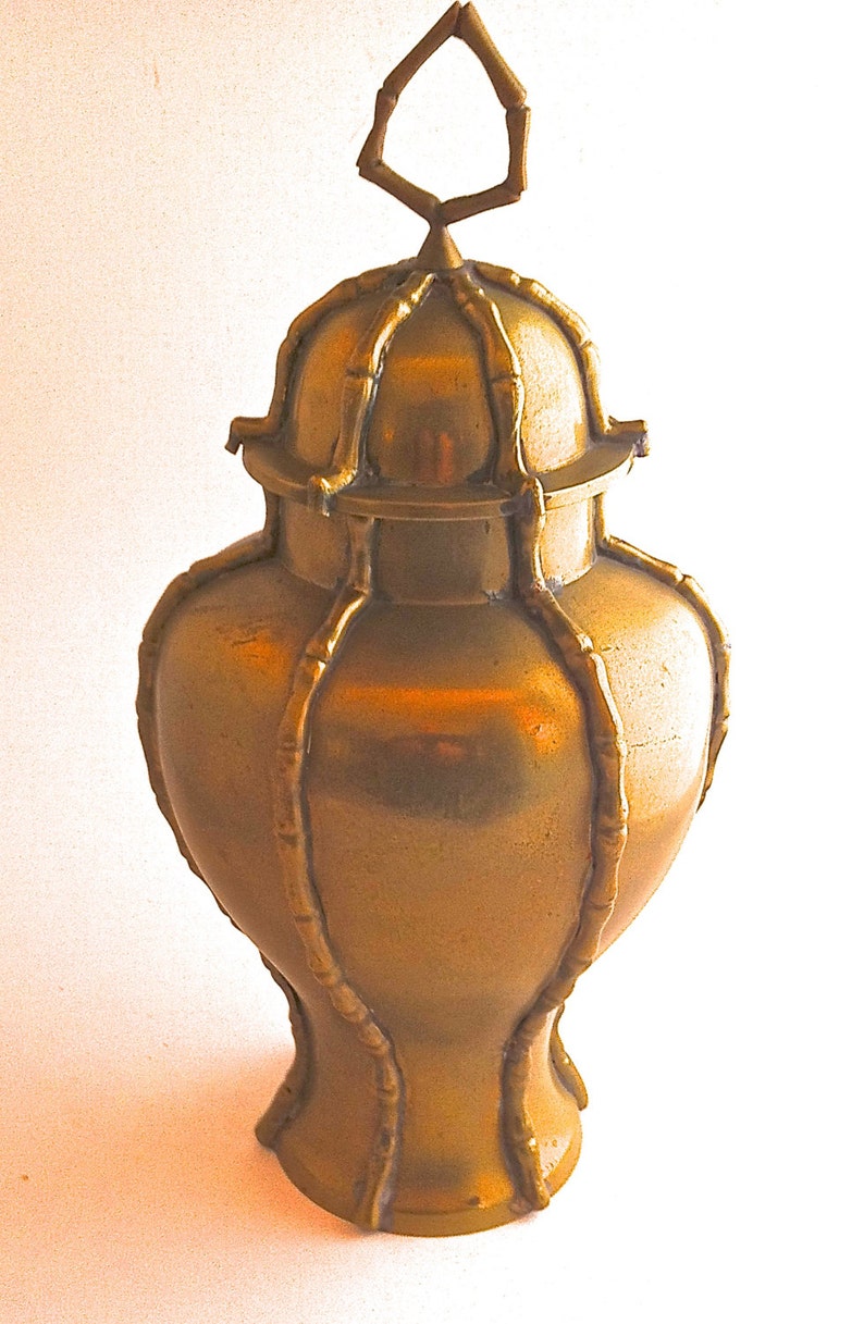Ginger Jar In Vintage Brass Decorative Urn With Lid Asian Etsy