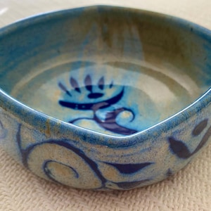 Vintage Art Pottery Bowl, Dish, Centerpiece. Glazed Ceramic Cobalt Blue Modern Handmade Decorative Stoneware, Ceramic Container. Gift.