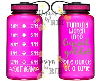 Turning Water Into Liquid Gold Breastfeeding Inspirational Personalized 34oz Tritan Sports Water Bottle with Hourly Reminder Times
