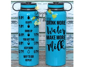 Stainless 40oz Motivational Water Tracker Personalized Water Bottle with Hourly Reminder Times Drink More Water Make Milk Breastfeeding