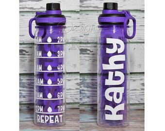Double Wall 20oz Personalized Motivational Water Tracker Inspirational Water Bottle with Hourly Reminder Times 20 oz