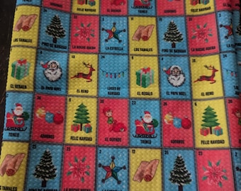 A little over Half Yard Bullet Fabric Christmas Holiday Loteria